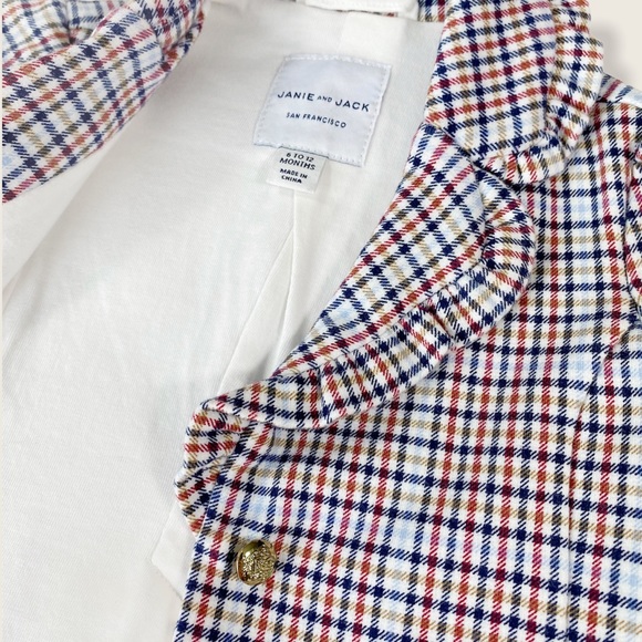 Janie and Jack 6-12M Plaid Gold Button Blazer - Picture 5 of 6